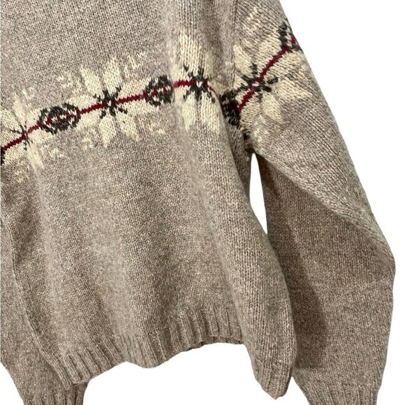 Vintage Eddie Bauer Legend Mens Knit Lambswool Nordic Sweater Quarter Pull Large - Picture 5 of 14